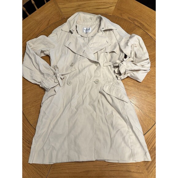 GUESS Button Double Breasted Ivory Trench Coat Women's Size Small - Picture 6 of 8